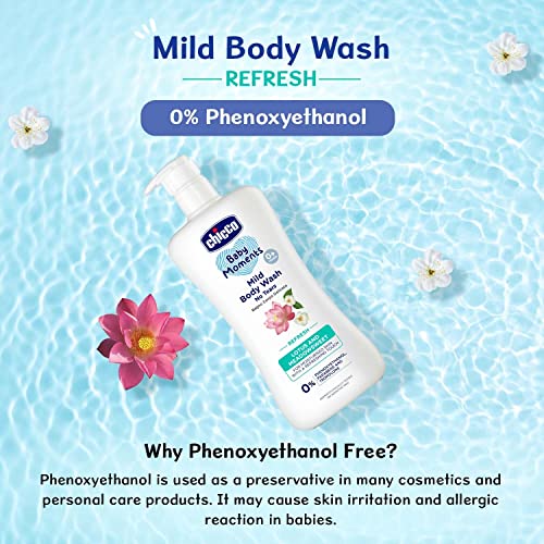 Image of Chicco Baby Moments Mild Body Wash Refresh, New Advanced Formula With Natural Ingredients, No Tears & Soap-Free, Mild Formula For Babys Body Wash, No Phenoxyethanol And Parabens (500Ml) (Pack of 4)