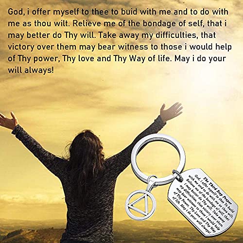 AA Recovery Keychain Sobriety Gifts AA Sponsor Gifts Third Step Prayer Keychain New Beginnings Gift4