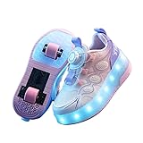 [koulaya] ローラーシューズ 2輪式 ヒーリーズ 【2025新型】 LED 光る靴 ローラースケート靴 前輪取り外し可能 後輪ワンボタン収納式 スニーカーとして使用可 子供 発光シューズ 初心者向け 運動靴 男女兼用 誕生日プレゼント