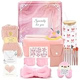 Cadeau pour Fille de 9, 10, 11, 12, 13, 14, 15 Ans, Anniversaire ou Saint Valentin, Inclut Tasse en Verre avec Couvercle et Pailles, Pinceaux de Maquillage, Trousse, Chaussettes, Bracelet, Bandeau