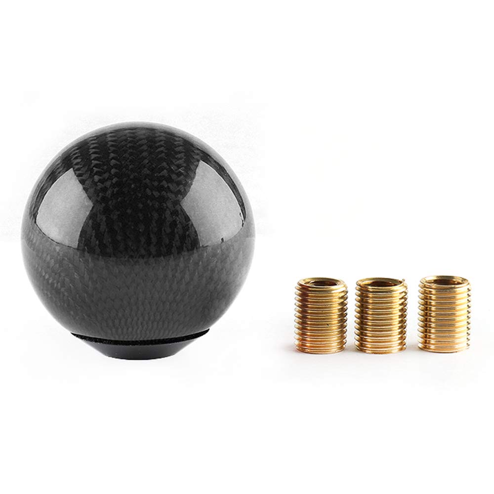 Top10 Racing Carbon Fiber Style Gear Shift Knob Universal Shifter Knobs with 3 Adapters Stick Shifter Round Ball (Black)