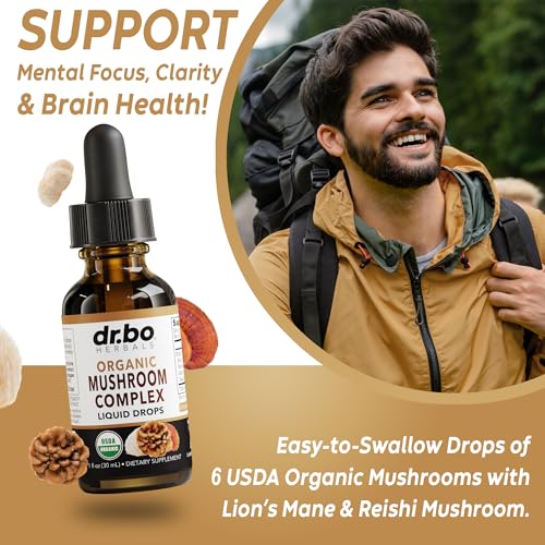 Organic Lions Mane Mushroom Complex - Mushroom Supplement Liquid Drops Tincture for Focus, Fog, Brain Health Supplements - Vegan, Herbal Organic Lion's Mane Mushrooms, Reishi, Turkey Tail Extract 1oz - Image 4