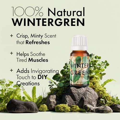 Image of Esslux Wintergreen Essential Oil - 100% Pure Natural Wintergreen Oil for Diffuser, Skin & Pain Relief | Refreshing Minty Aroma for Aromatherapy & DIY Projects - Perfect for Muscle Relaxation - 60 ML