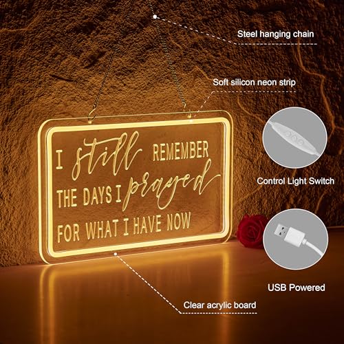 Image of Pray Neon Sign I Still Remember The Days I Prayed for What I Have Now Signs for Wall Decor Dimmable LED Neon Light USB Powered Neon Art Lights Decor