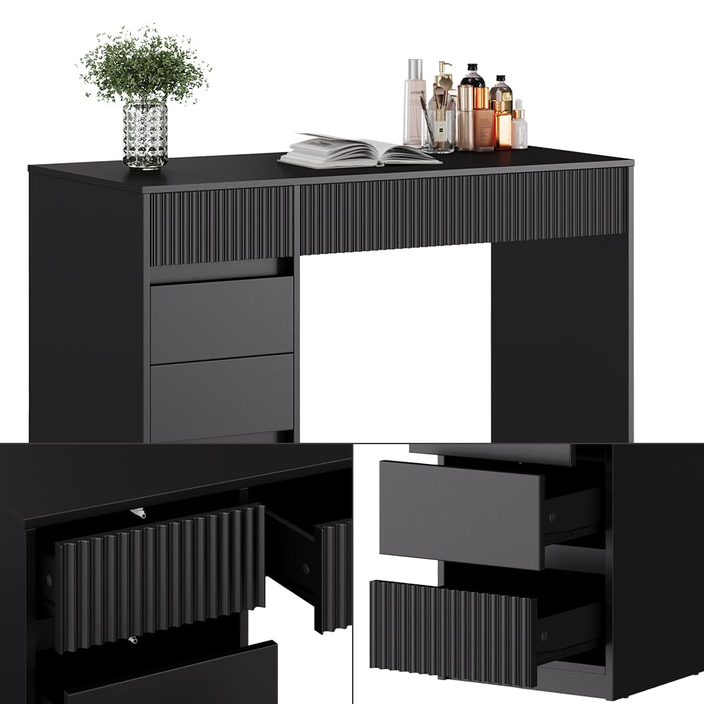 Vicco Schminktisch Omira, Schwarz, 120 cm | ohne Spiegel, Make-up, Tools & Schmuck sauber getrennt und sofort griffbereit