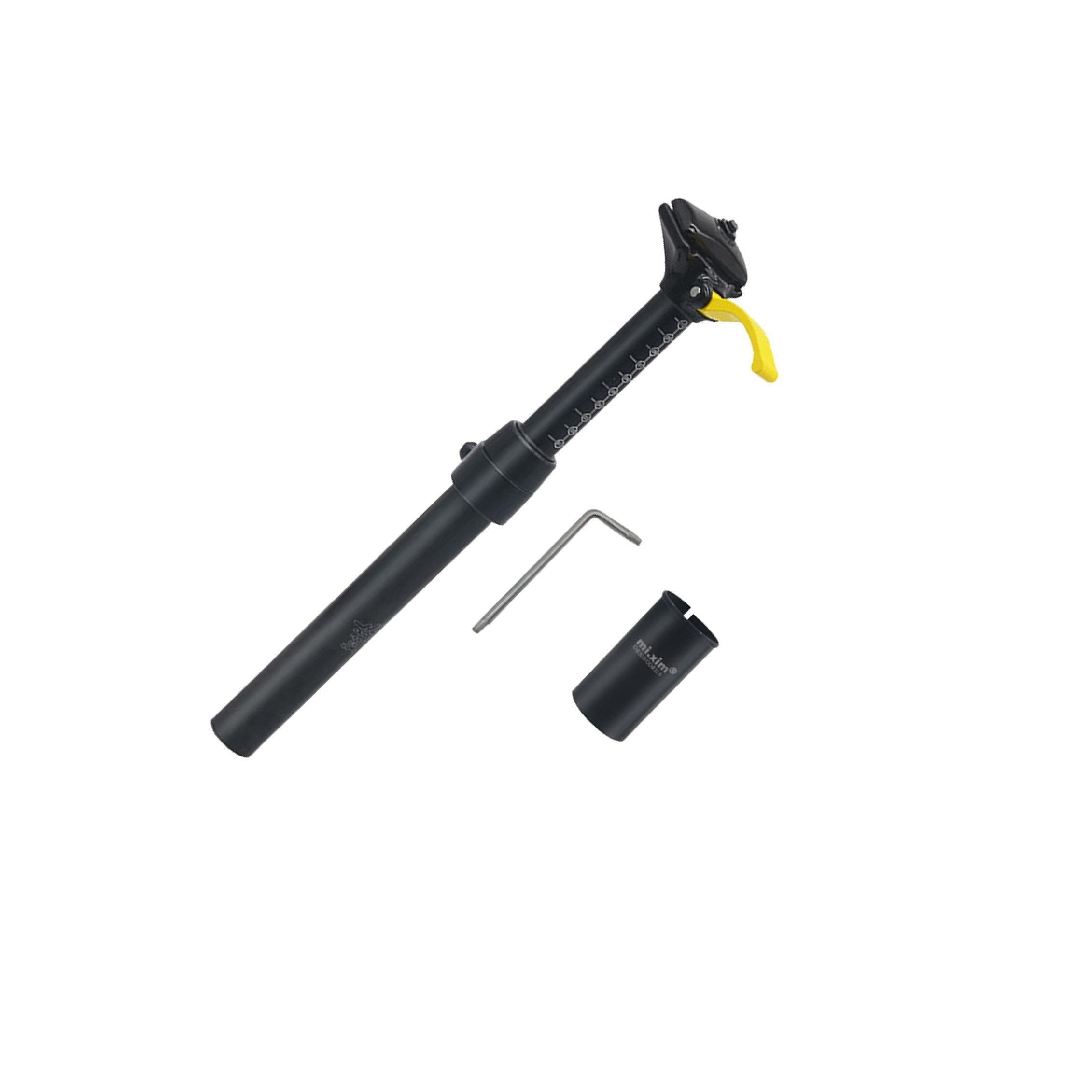 KIXZSAZ Bicycle Seatpost Shock Absorber Lightweight Support Pole with Adjustable Height for Comfort Calibrations On Face Helps to Raise Height of Saddle to, Black, 31.6mm
