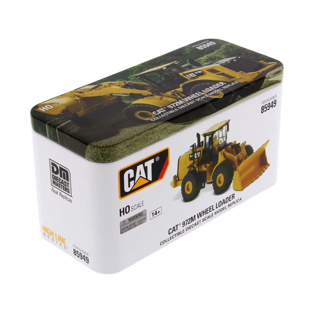 Diecast Masters 85949 - Caterpillar ładowarka rowerowa 972M, wierny w szczegółach pojazd budowlany H0 CAT w metalowym pudełku, skala 1:87, ok. 10,3 x 3,7 x 4,2 cm