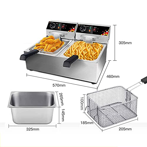 Premium 10L/20L Fritteuse 304 Edelstahl 3000w Elektrische Fritteuse, 60-200°c, Intelligentes Timing, Geeignet Für… – Bild 3