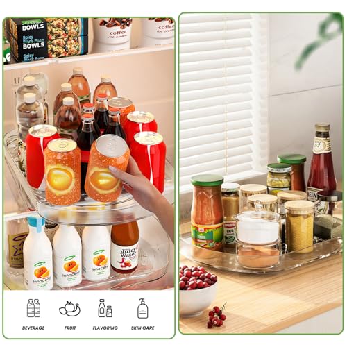 Voova Lazy Susan Turntable Organiser for Fridge, 360°Rotating Refrigerator Fridge Storage Organizer, 15.57'' Clear Rotating Lazy Susan Cupboard Organiser for Cabinet, Table, Kitchen, Pantry (1 Pack) - Image 6