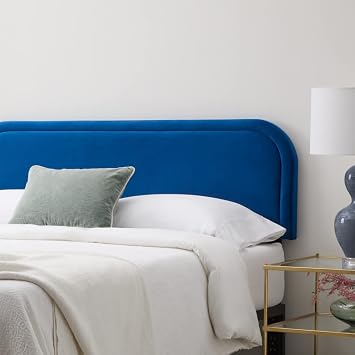 Edenbrook Miller Low Profile, Performance Velvet Headboard for Queen Size Bed-Navy Upholstered Queen Headboard