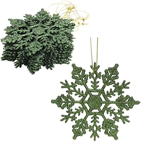 Christmas Concepts® Pack of 12-10cm Glitter Snowflake Hanging Decorations - Christmas Decorations (Ice Blue)