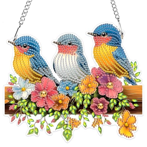 Kit de peinture diamant à suspendre - Cadeau créatif adulte strass oiseaux
