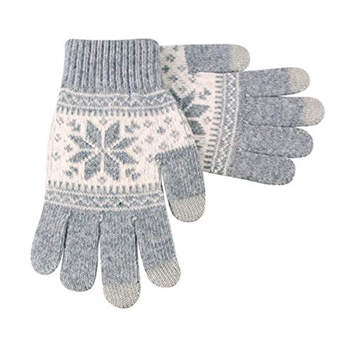 Grey1 Women's Winter Knit Gloves - Warm, Soft Lined Mittens for Ladies and Girls