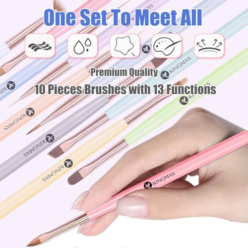Kingmas Nail Art Brushes, 10Pcs Nail Gel Polish Painting Brush Drawing Pen thumb #6