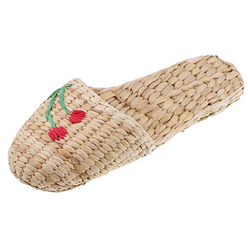 Homyl Pantufas masculinas casuais 100% feitas à mão com palha natural para uso interno, sapatos ecol