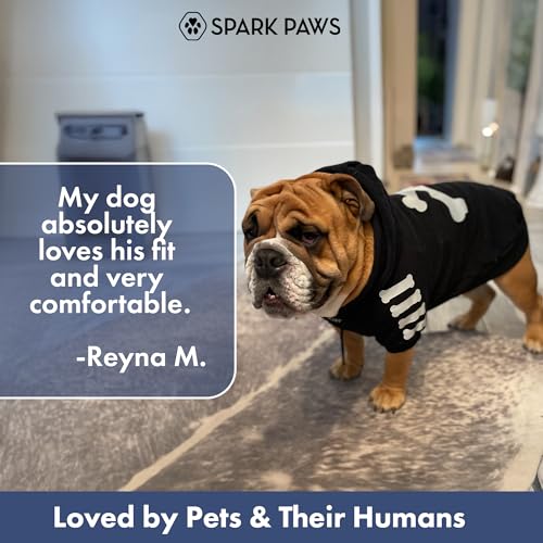Image of Spark Paws Dog Hoodie - Premium Dog Sweater for Small, Medium, and Large Dogs | Warm Outfits for French Bulldogs, Pitbull, Puppy, Winter Jacket Alternative - Woof - S