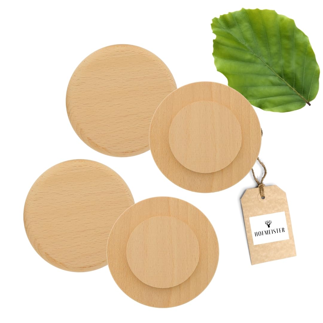 Teemando 8x Bierkrug Deckel Buchenholz - Schutz Vor Insekten 10cm Durchmesser