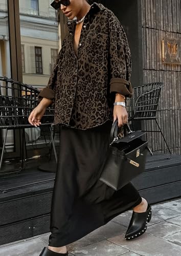 loveimgs Women Vintage Leopard Button Down Shirt Fall Jacket Long Sleeve Cheetah Print Oversized Cardigan Blouse Shacket3