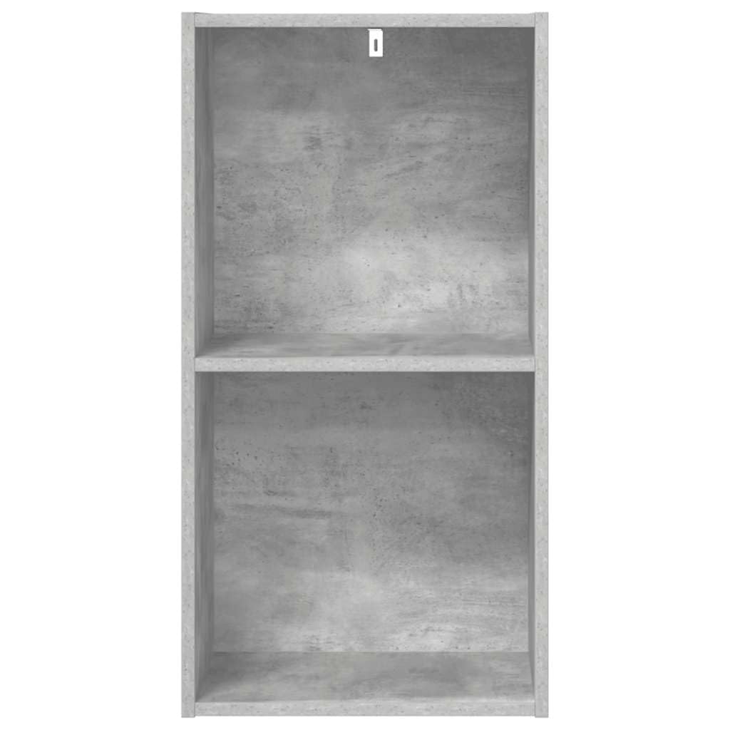 Bücherregal Betongrau mit 2 Fächern, 40x30x76,5 cm, Holzwerkstoff, schmaler Bücherschrank freistehend für Wohnzimmer Büro Kinderzimmer, platzsparendes Regalsystem mit Stauraum