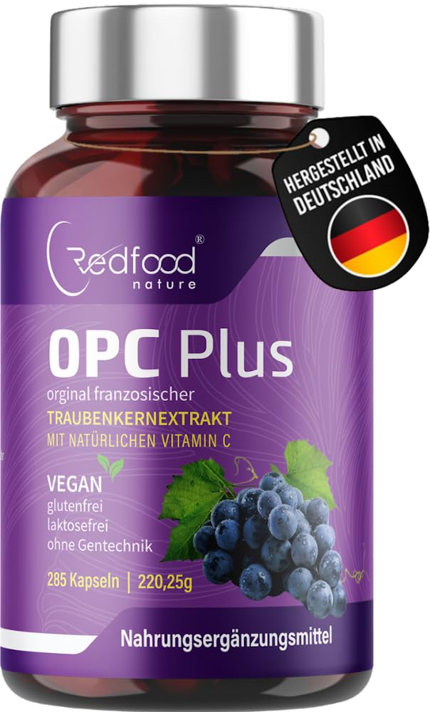 OPC Plus Französischer Premium Traubenextrakt VinOseed - 214mg echtes, reines OPC aus französischen Trauben - Laborgeprüft, vegan, hergest. in Deutschland