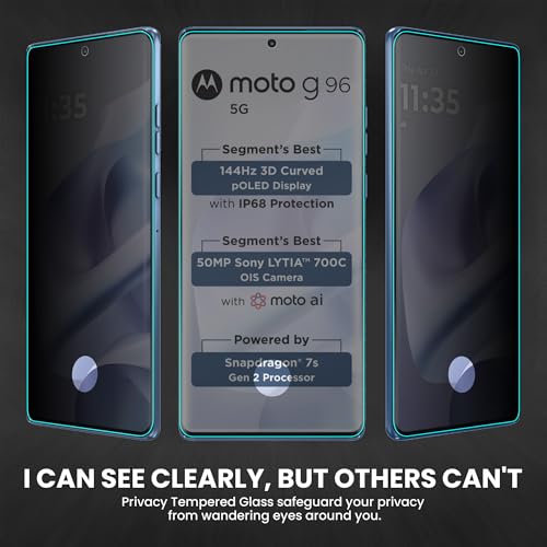 Image of FIRST MART Anti-Spy UV Tempered Glass for Motorola G96 | 9H Curved Display Screen Guard, Fingerprint Compatible | Pack of 2