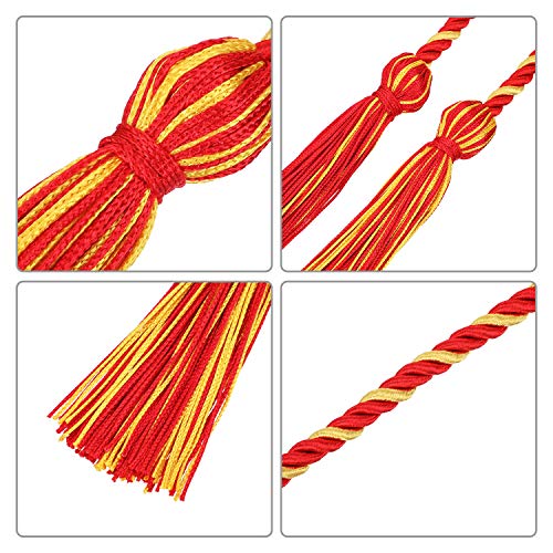 Image of TecUnite Graduation Cords Honor 2026 Polyester Yarn Decorative Garland Twist Ties with Tassels for Bachelor Gown Graduation(Red with Gold)