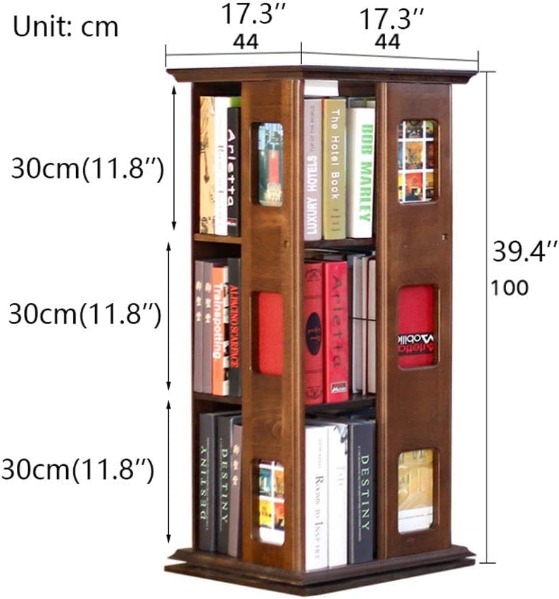 Estantería de haya giratoria 360° con 3 niveles para libros 2