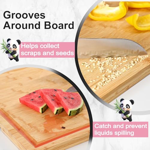 Juego de 3 Tablas de Cortar de Bambú para Cocina con Ranuras para Jugos miniatura 3