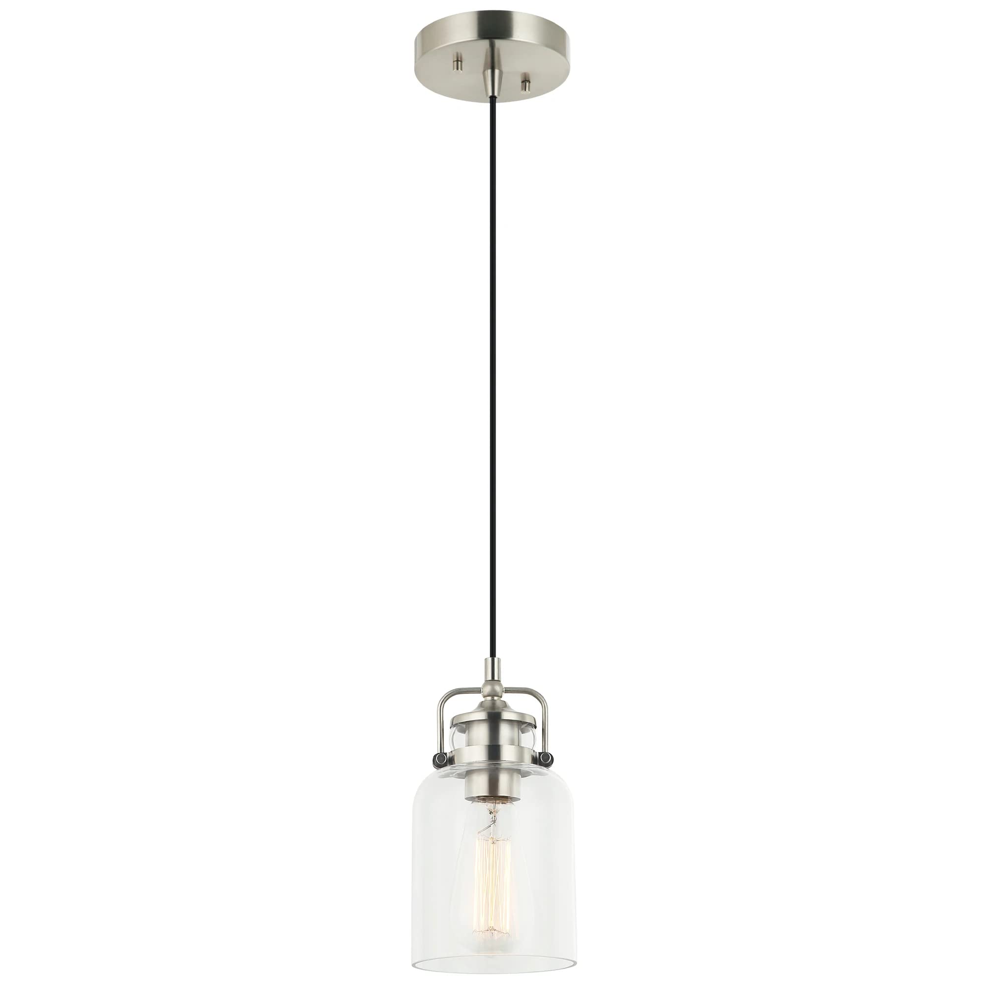 Tile Generation PL0001-1 - 1 Light Single Jar LED Pendant Lighting for Kitchen Island Counter Silver