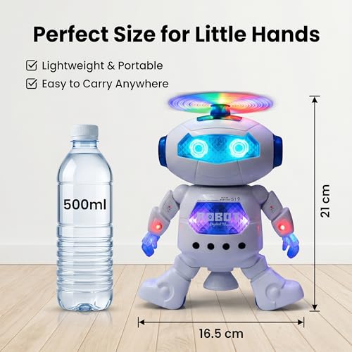 Image of Dancing Robot Toy for Kids |3D Lights Music Toy | Remote App Controlled | Gift for Boys & Girls 2+ Year | USB Rechargeable Type-C | Battery Operated Fun for Boys Girls [White 99444-2]