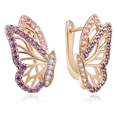 Richapex Ohrringe Rosegold Creolen Silber Damen Klein Ohrringe chmetterling Ohrringe Cover