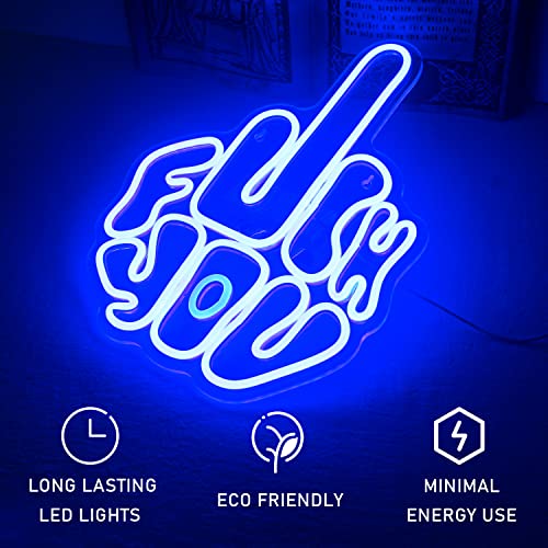 Image of Letters Gesture Neon Signs for Wall Blue LED Neon Lights USB Neon Wall Light Neon Bar Light Up Sign for Bedroom Party Pub Game Zone Decoration