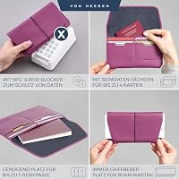 VON HEESEN Leder Reisepasshülle mit RFID-Schutz - Passport-Hülle aus echtem Leder - Reisepass-Organizer für stilbewusste Damen & Herren in Pink – Ansicht 2