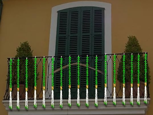 Image of iHandikart Decorative Pack of 2 Green Pom Pom Wall Hanging, 39 Inch Long Pom Pom & Bead Strings for Home, Balcony & Festive Decor, Ideal Entrance Decoration & Housewarming Gift (RK-155-2-Green)