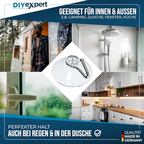 DIYexpert Saugnapf mit Haken | Made in Germany Saughaken | [Ø 40 mm] [20 Stück] | Hochwertige Saugnäpfe für Camping und Auto… – Ansicht 5