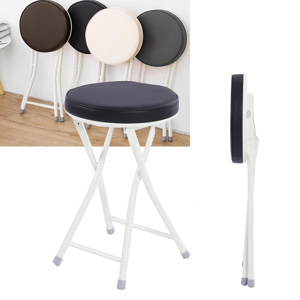 Taburete de bar apilable acolchado silla plegable de 20 pulgadas de alto, asiento portátil para el hogar, cocina, comedor, color negro