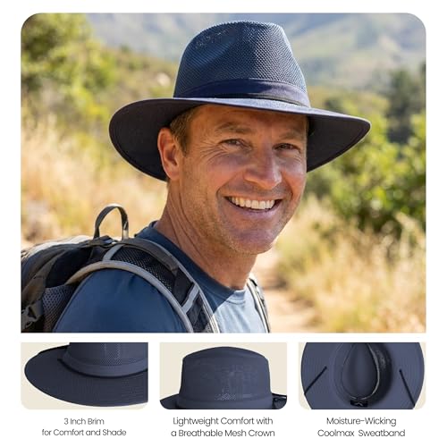Image of Henschel Hats Original Aussie Breezer - Wide-Brim Sun Hat for Men with Adjustable Chin Cord | Perfect Men's Summer Hat