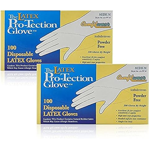 Comfitwear Disposable Latex Gloves, Powder Free, Medium, 100 Count (Pack of 2) Cover