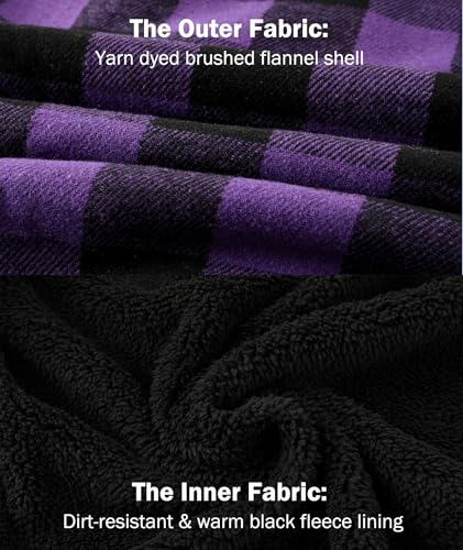 V VALANCH Men's Flannel Shirt Jacket with Hood Fleece Lined Plaid Jacket Zip Up Winter Warm Coat3