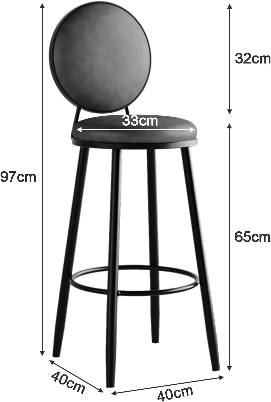 Juego Moderno de 2 taburetes de Bar Altos de Cuero sintético con Respaldo, tapizados para Isla de Cocina.