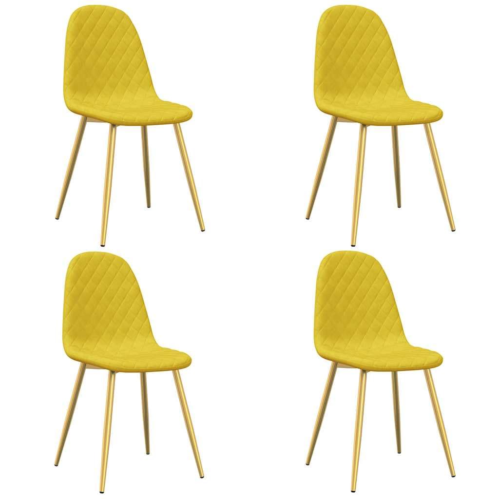 Lot de 4 Chaises à Manger Jaune Moutarde Velours