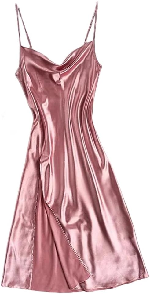 Womens Silky Satin Long Nightdress Sleeveless Lightweight Breathable Lounge Sleepwear