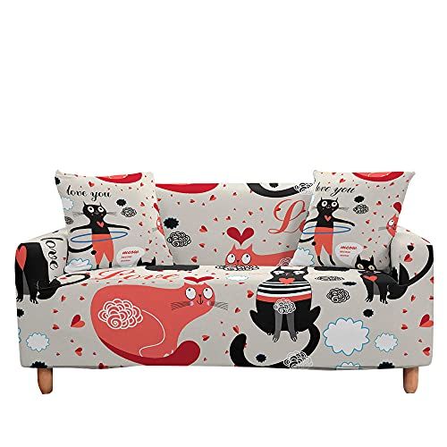 Surwin Housse de Canapé Extensible 1/2/3/4 Places Stretch Revêtement de Canapé avec Accoudoirs Protecteur de Canapé Housse de Fauteuil 3D Dessin animé...