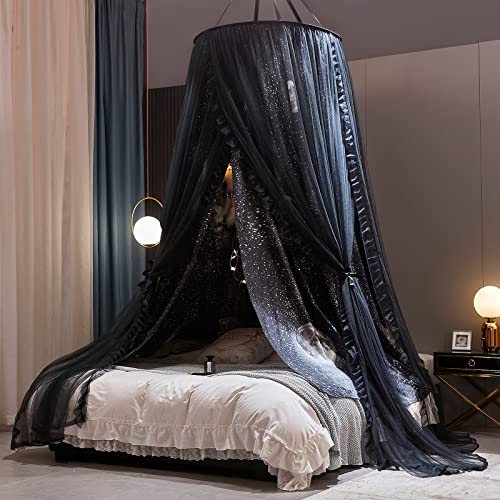 Kertnic Gorgeous Moon Printed Bed Canopy for Girls & Adults,