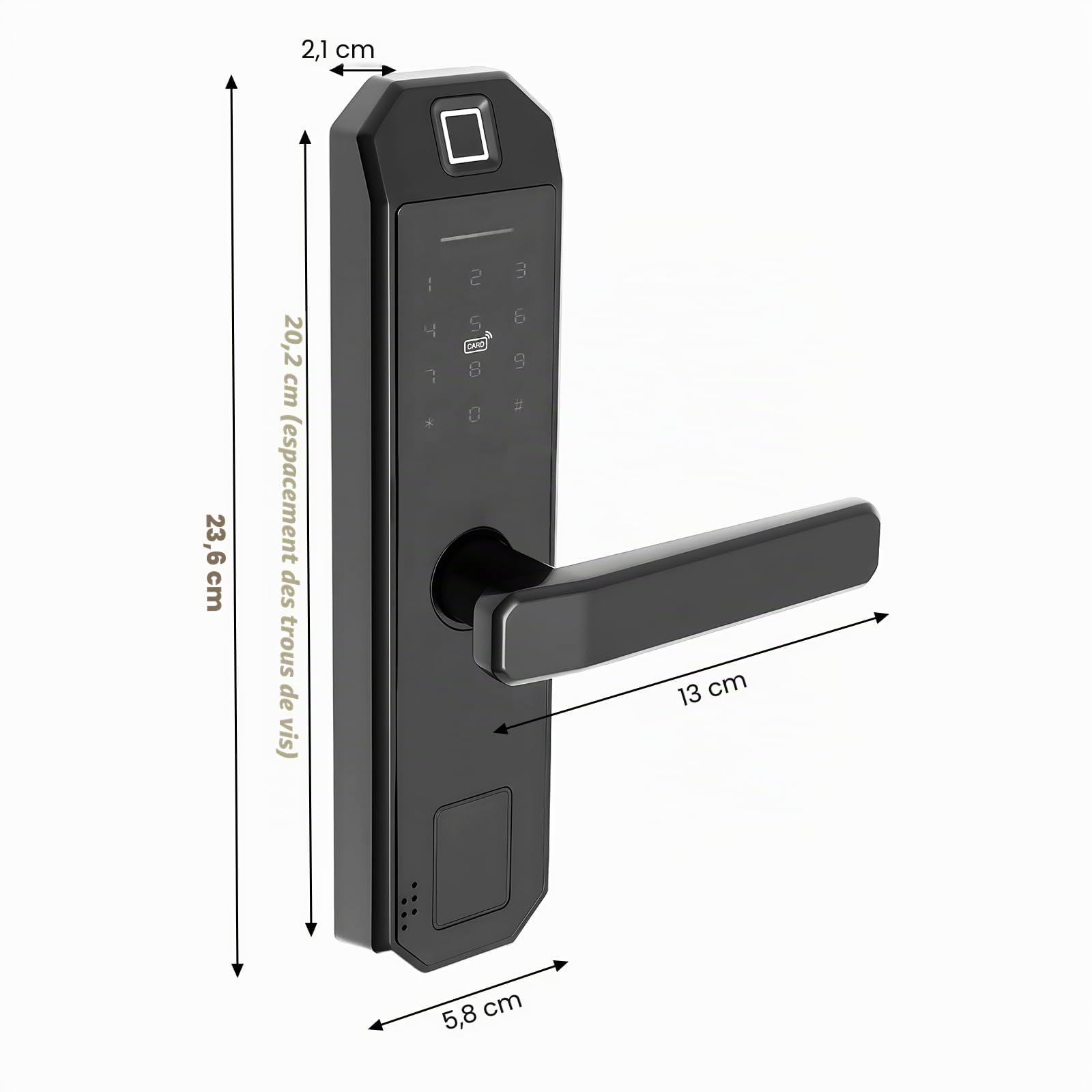 Smart Lock Serrure de porte à empreinte digitale, serrure intelligente avec 3 méthodes de déverrouillage, serrure à code numérique en alliage de zinc pour portes en bois, portes intérieures et portes