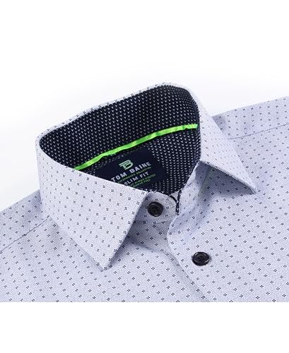 Men Slim Fit Performance Long Sleeve Geometric Casual Button Down Shirt2