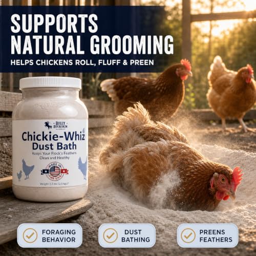 Image of 5.5lb Chickie-Whiz Chicken Dust Bath - Made in USA - All Natural Volcanic Ash Dust Bath for Chickens - Healthier Eggs & Feathers - Chicken Coop Accessories for Farms by Billy Buckskin Co. (Pack of 2)