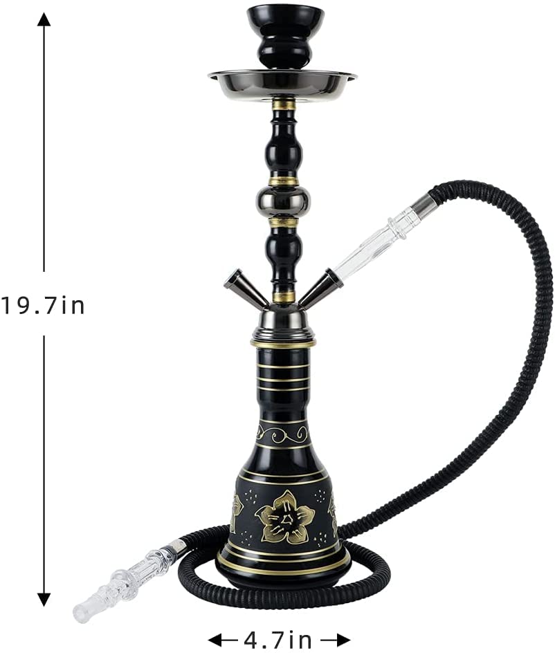 LSZ Shisha-Set Retro-Stil-Haken-Set, 2 Schlauchhuka for 1-2 Personen, Glasvase, Aschenbecher und Keramikschale, Hukah… – Bild 5