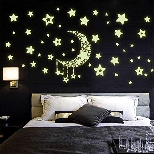 Glow in The Dark Stars Wall Stickers, Luminous Stars and Moon