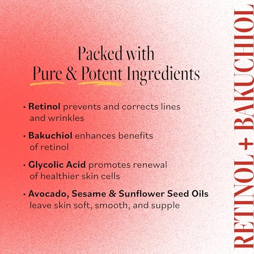 DERMA E Face Serum, Anti Aging Regenerative Retinol Serum for Face, 1 Fl Oz, Vitamin A, Bakuchiol, Glycolic Acid, Green Tea Extract, Helps Reduce Appearance of Fine Lines and Wrinkles